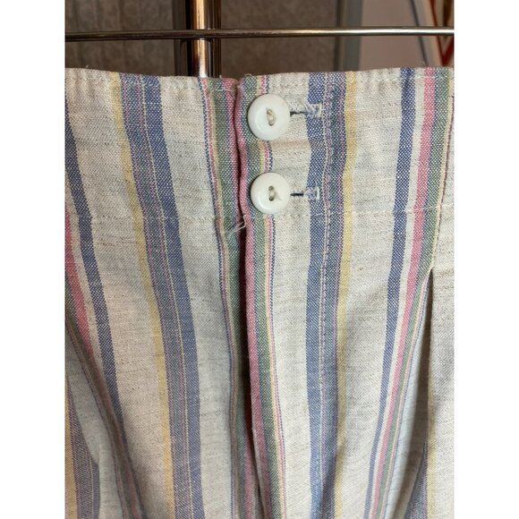 Vintage 80s KG Classics High Waisted Vertical Stripe Pastel Bermuda Shorts Sz 12 - Picture 4 of 9